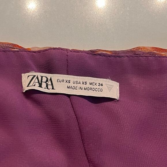Zara Purple Ruched Printed Mini Dress XS - Picture 5 of 8
